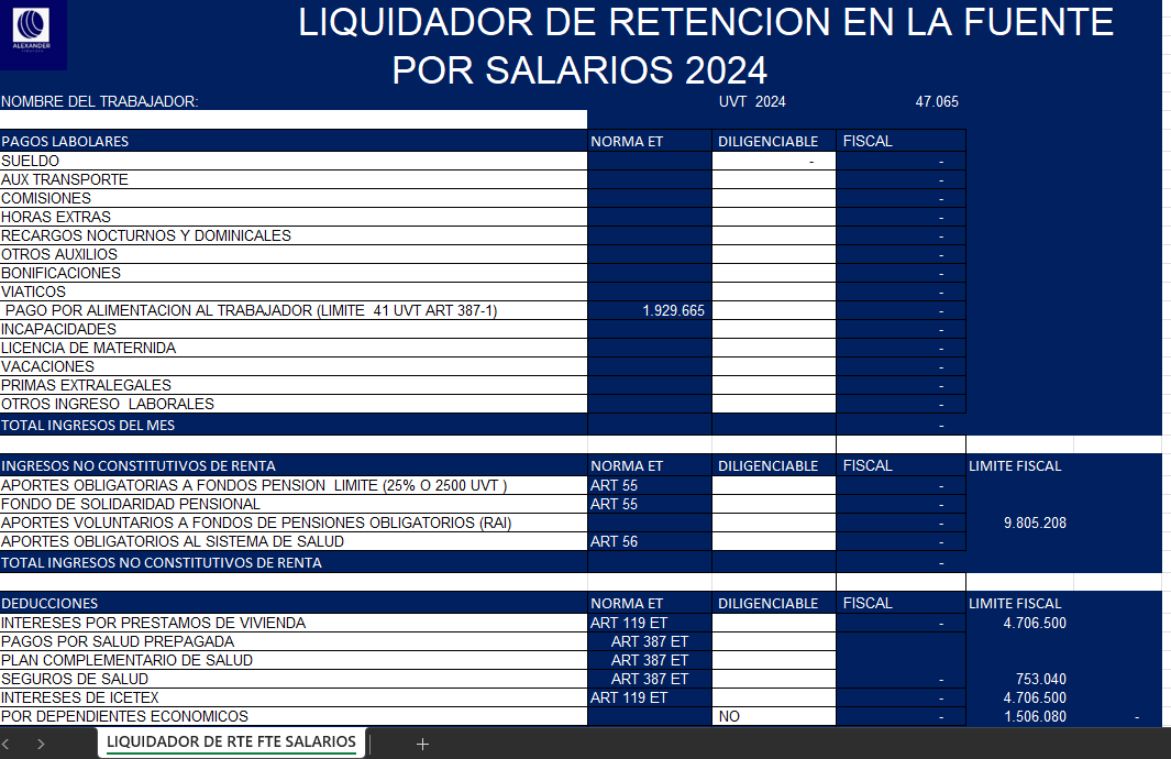 Liquidador de retencion en la fuente por salarios